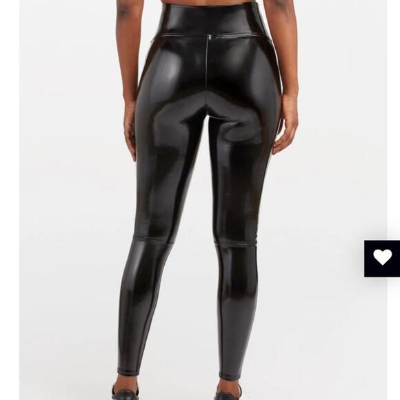 SPANX FAUX PATENT LEATHER LEGGINGS XL - Picture 2 of 8